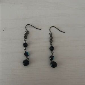 Elegant Black Beaded Dangle Earrings *